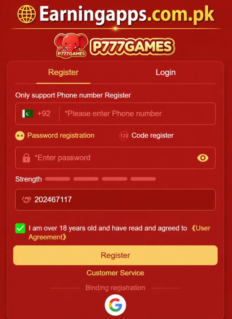 P777 Game Registration